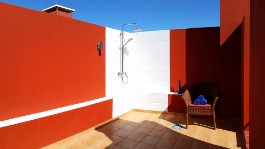 Open-air terrace shower. Hot and cold water shower